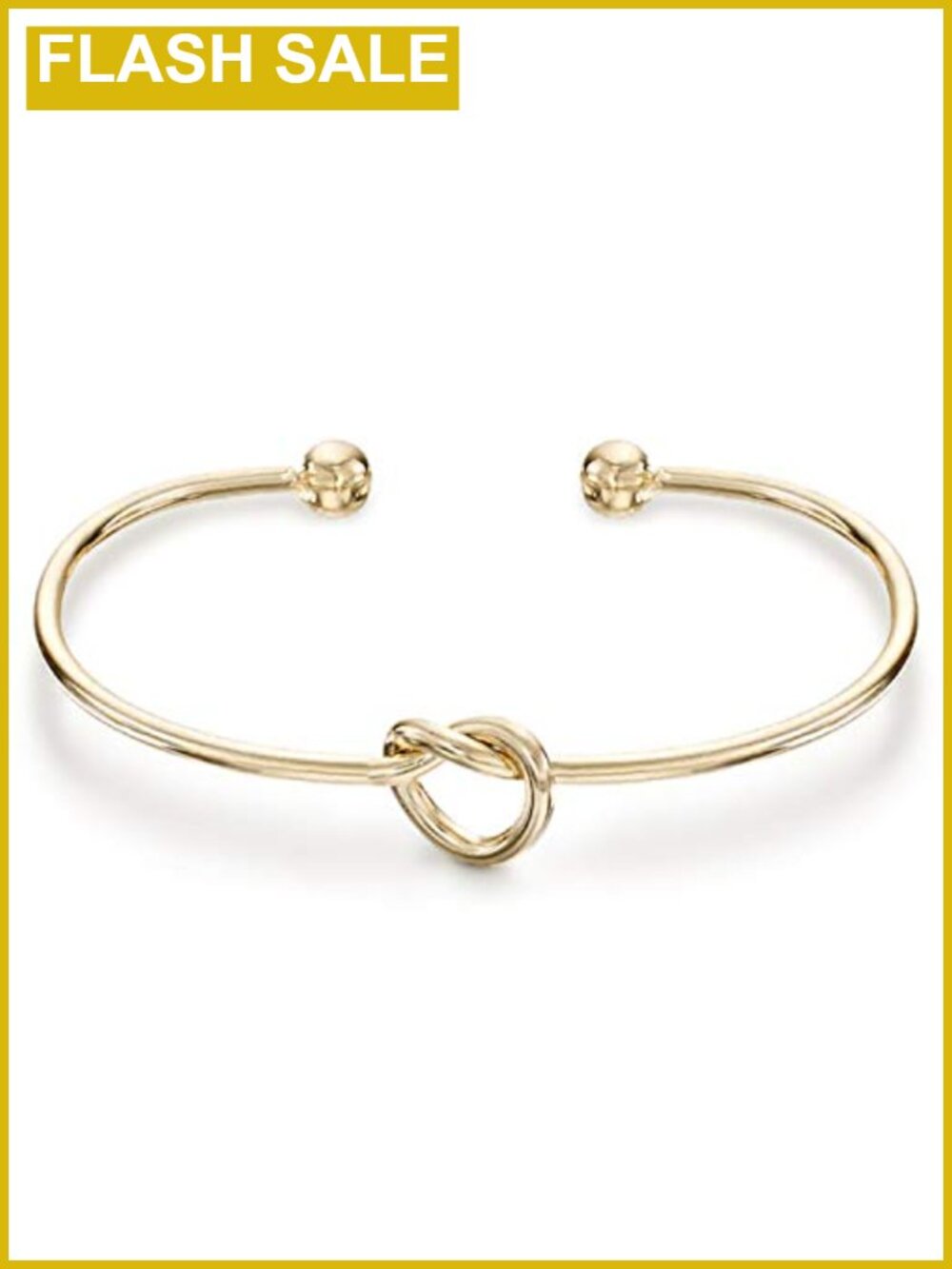 14K Gold Plated Love Knot Infinity Bangle Bracelet Adjustable